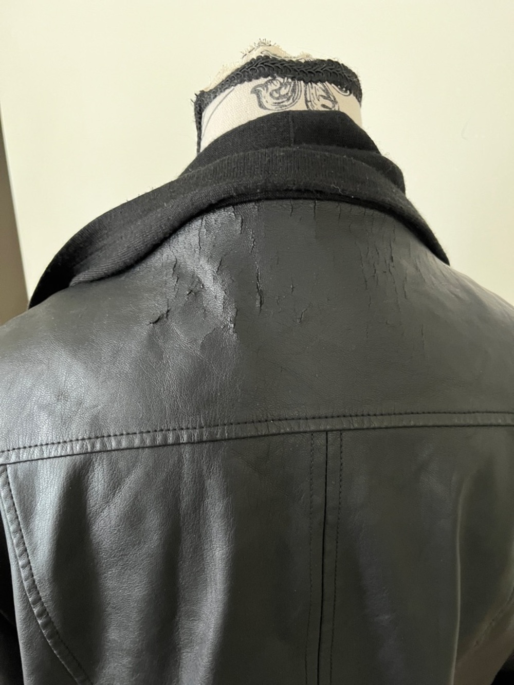😃Guess Black Open-Front PLeather-Sleeve Draped Jacket - Picture 8 of 13